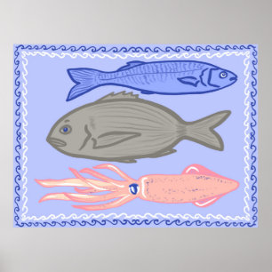 Affiche de la Taverna grecque Poisson Nourriture M