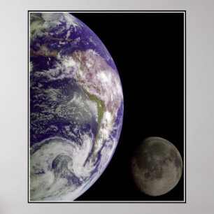 Affiche de la terre et de lune