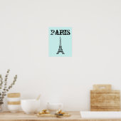 Affiche de la Tour Eiffel en aqua, impression d'ar (Cuisine)