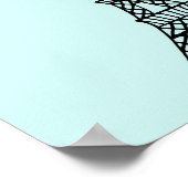 Affiche de la Tour Eiffel noire aqua (Coin)