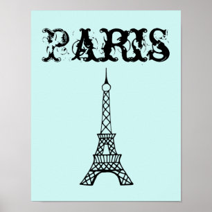 Affiche de la Tour Eiffel noire aqua