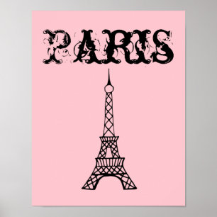 Affiche de la Tour Eiffel rose de Paris impression