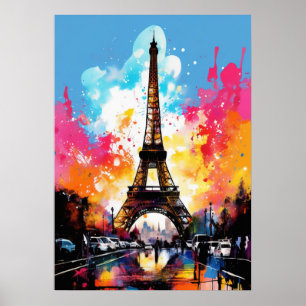 Affiche de la Tour Eiffel : Splash of Color