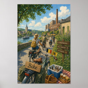 Affiche de la tournée à vélo de la brasserie river