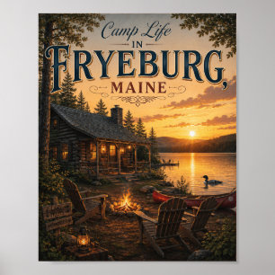 Affiche de la vie de camp à Fryeburg Maine Lake