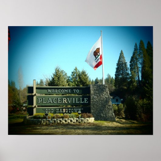 affiche de la ville drapeau de Placerville en Cali (Devant)