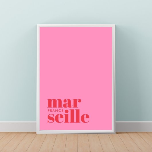 Affiche de la ville rose moderne de Marseille Fran