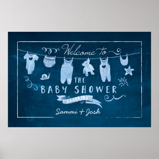 Affiche de l'Affiche de bienvenue Baby shower bleu (Devant)