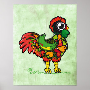 Affiche de l'affiche du coq portugais de Barcelone