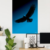 Affiche de l'aigle – Silhouette noire sur ciel ble (Bureau à domicile)