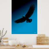 Affiche de l'aigle – Silhouette noire sur ciel ble (Cuisine)
