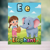 Affiche de l'alphabet lettre E – E est pour élépha (Neutre)