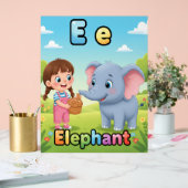 Affiche de l'alphabet lettre E – E est pour élépha (Mariage)