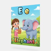Affiche de l'alphabet lettre E – E est pour élépha (Angle)