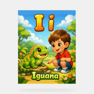 Affiche de l'alphabet lettre I – I est pour Iguane
