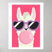 Affiche de lama drôle avec bubble gum pour chambre (Devant)