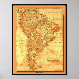 Affiche de l'Amérique du Sud de carte de Vieux