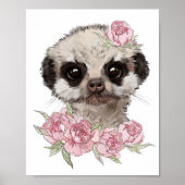 Affiche de l'animal Rose bébé suricate | Impressio (Devant)