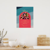 Affiche de l'annonce de mariage NIKAH rouge or Pos (Cuisine)