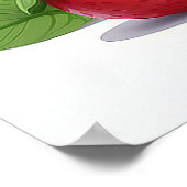 Affiche de lapin blanc mignon tenant des fraises (Coin)