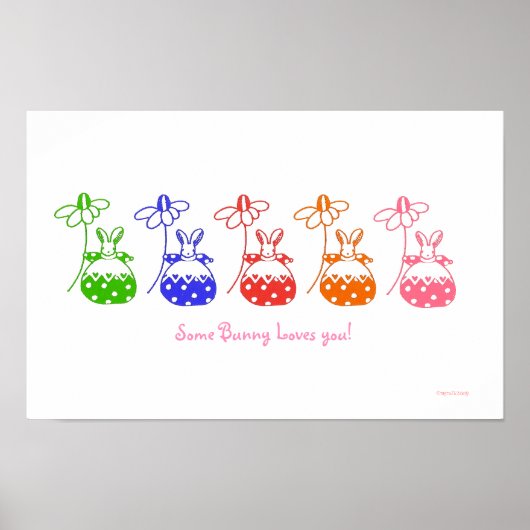 Affiche de lapin Daisy couleur primaire (Devant)
