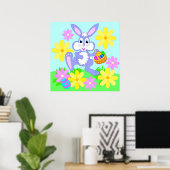 Affiche de lapin de Pâques heureux (Bureau à domicile)