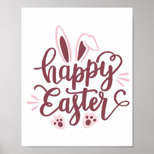 Affiche de lapin de Pâques heureux – Vacances de p (Devant)