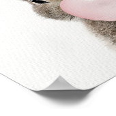 Affiche de lapin soufflant du bubble gum rose (Coin)