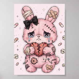 Affiche de lapin triste Yami Kawaii Pastel Goth Ar