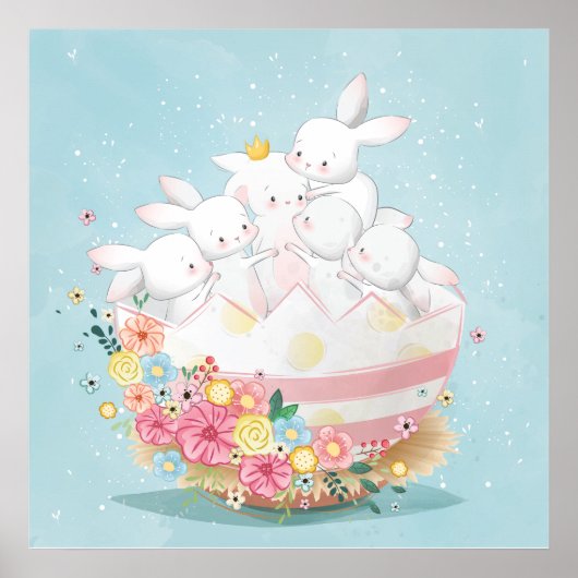 Affiche de lapins bébés adorables (Devant)