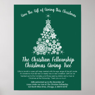 Affiche de l'arbre de Noël blanc et vert pour les 
