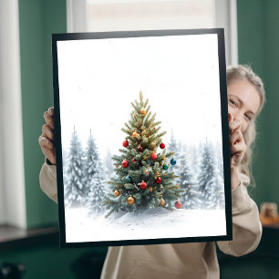 Affiche de l'arbre de Noël de la forêt magique
