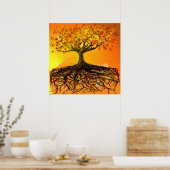 Affiche de l'arbre des racines délabrées d'art ori (Cuisine)