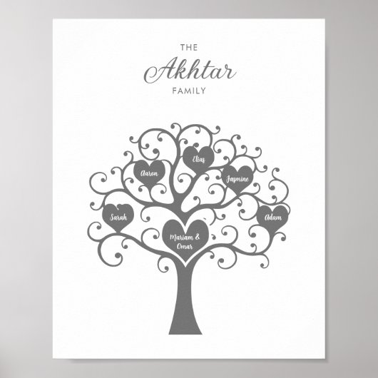 Affiche de l'arbre généalogique Cœurs d'argent (Devant)