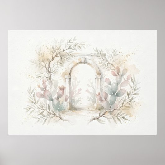Affiche de l'arche de cactus d'olive méditerranéen (Devant)