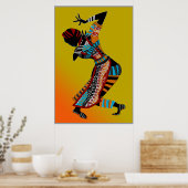 affiche de l'art tribal de la danseuse africaine D (Cuisine)