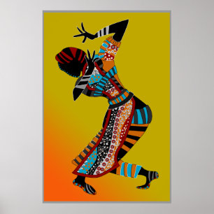 affiche de l'art tribal de la danseuse africaine D
