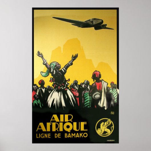 Affiche de l'art Vintage voyage d'Afrique Airlines (Devant)