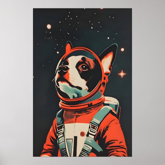 Affiche de l'astronaute Boston Terrier, Boston Ter (Devant)