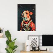 Affiche de l'astronaute Bulldog, Impression rétro  (Bureau à domicile)