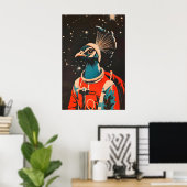 Affiche de l'astronaute Paon, Impression Rétro Pao (Bureau à domicile)