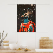 Affiche de l'astronaute Paon, Impression Rétro Pao (Cuisine)