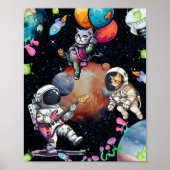 Affiche de l'astronaute passionné et du chat migno (Devant)