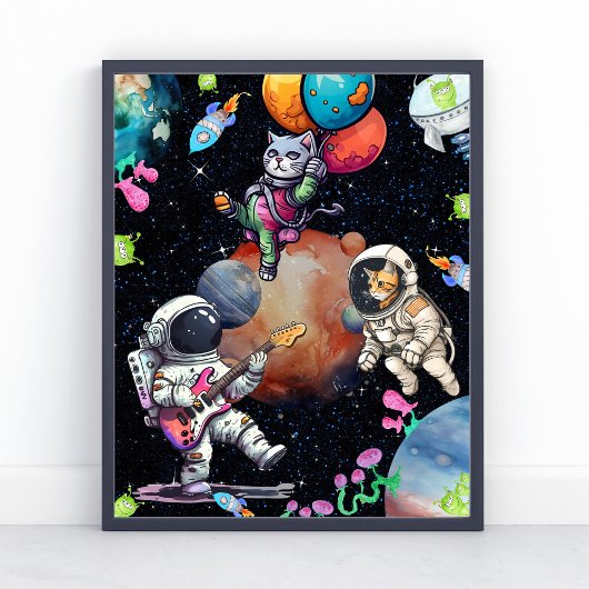 Affiche de l'astronaute passionné et du chat migno