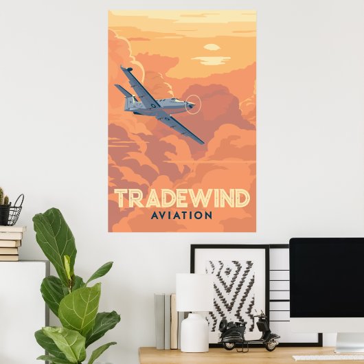Affiche de l'Aviation commerciale (Bureau à domicile)