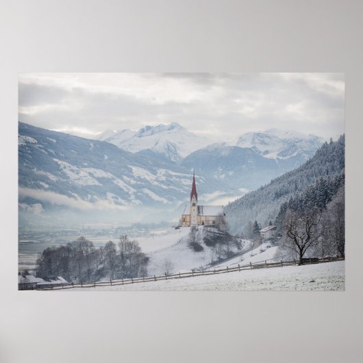 Affiche de l'église de Zillertal en hiver (Devant)