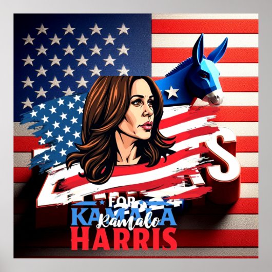 Affiche de l'élection présidentielle HARRIS WALZ 2 (Devant)