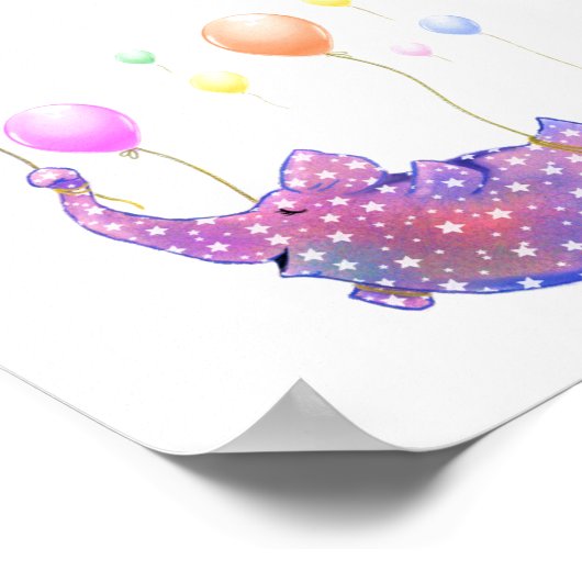 Affiche de l'éléphant volant avec des ballons colo (Coin)