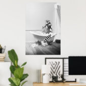 Affiche de lémurien dans une baignoire (Bureau à domicile)