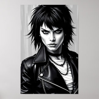Affiche de l'esprit du glam rock rebelle monochrom